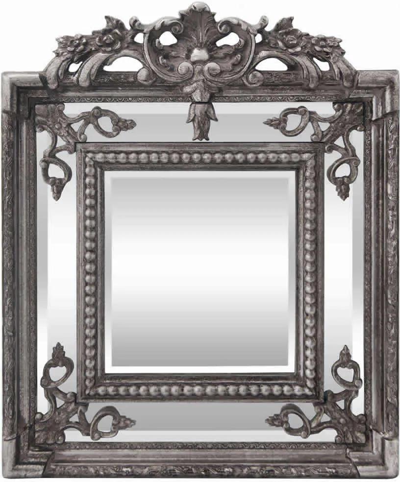 Espelho Quadrado Moldura em Resina Acabamento em Prata