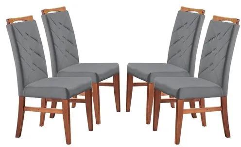 Kit 4 Cadeiras de Jantar Estofada Cinza em Veludo Almere