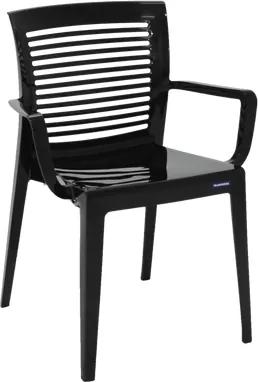 Cadeira Victória encosto vazado horizontal com braços preta Tramontina 92042009