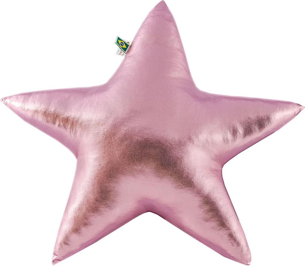 Almofada Estrela - Malha Metalizada Rosa