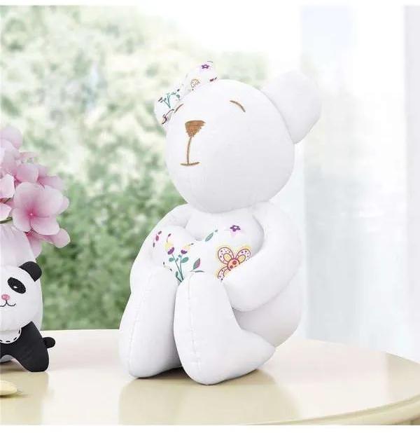 Urso Branco com Coração Florido 42cm Grão de Gente