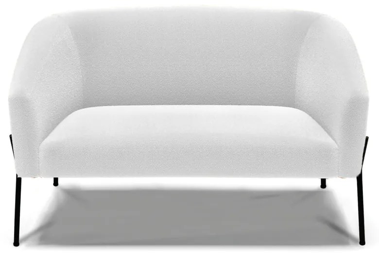 Sofá 2 Lugares Namoradeira Pé de Ferro Preto Stella Bouclê D03 - D'Rossi - Off White