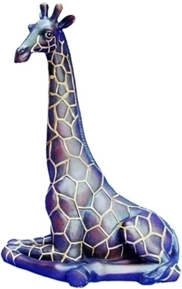 escultura girafa JOANESBURGO resina prata 20,5cm Ilunato NA0348