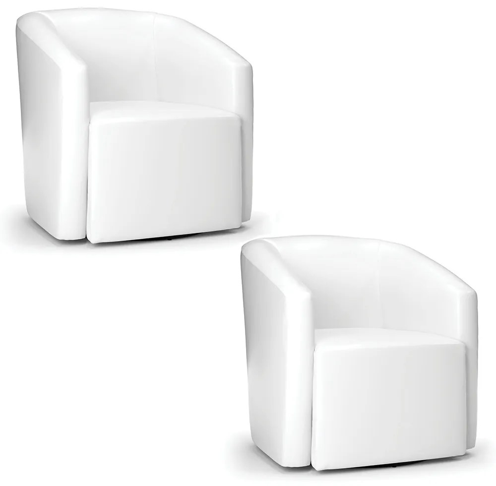 Poltrona Decorativa Base Giratória Kit 2 Stella Max Sintético PU D03 - D'Rossi - Branco