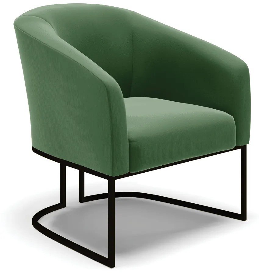 Cadeira Sala de Jantar Base Industrial Preto Stella Suede D03 - D'Rossi - Verde