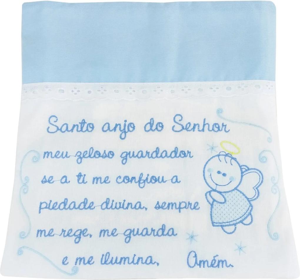 Toalha Fralda Bordada Azul Bebê Anjo Minasrey