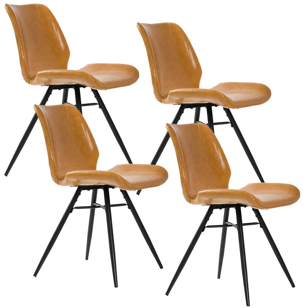 Kit 04 Cadeiras Para Sala de Jantar Cozinha Long Marrom Vintage Brown - Gran Belo