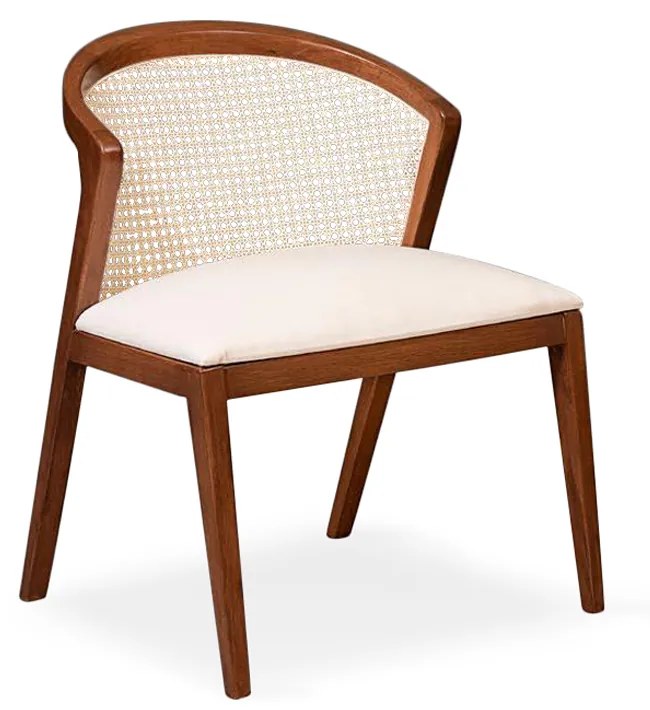 Cadeira Ana Estofada Encosto Tela Estrutura Madeira Maciça Design Contemporâneo Avi Móveis