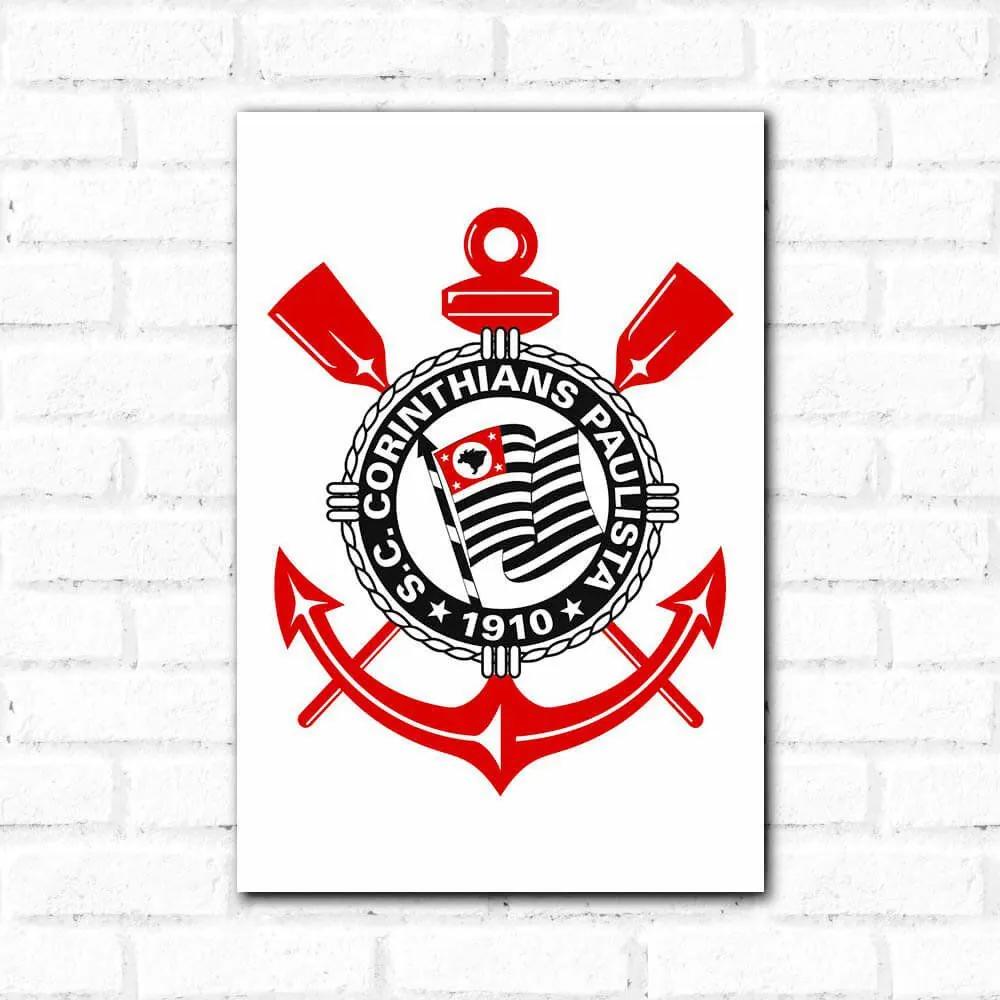 Corinthians - Placa Decorativa Logo Branco