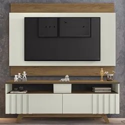 Painel para TV 60 Pol com Rack Bancada Suíça Freijó/Cinza Cristal - Mó