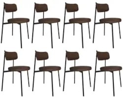Cadeira de Jantar Estofada Kit 8 Nyka M25 Sintético Marrom - Mpozenato