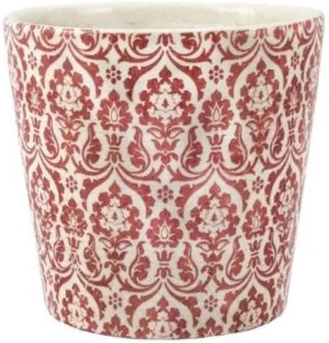Cachepot Decorativo Ceramica Branco E Vermelho