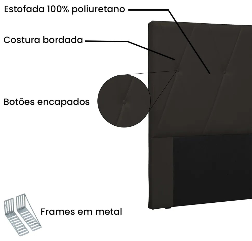 Cabeceira Aquilla Para Cama Box Queen 160 cm Corino - D'Rossi - Marrom