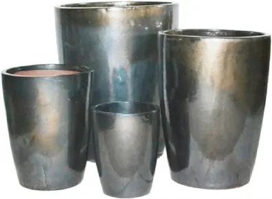Conjunto Vasos Cerâmica Vietnamita Prata 4 peças