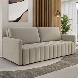 Sofá Cama Casal Retrátil 2 Lugares 192cm Atlas M22 Suede Bege - Mpozen