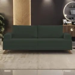 Sofá 3 Lugares 200cm Living Pés Curvos Santi D05 Suede Verde - Mpozena