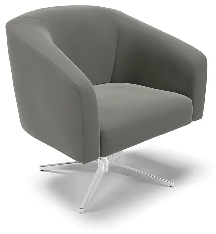 Poltrona Decorativa Giratória Cromada Stella Suede D03 - D'Rossi - Grafite