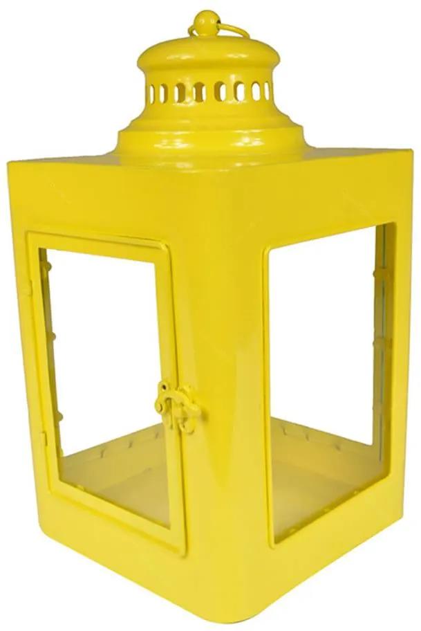 Lanterna Quadrada Marroquina Amarelo em Metal e Vidro - Urban
