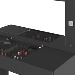Penteadeira Camarim Com Espelho e LED 3 Gavetas Studio Beauty A02 Pret