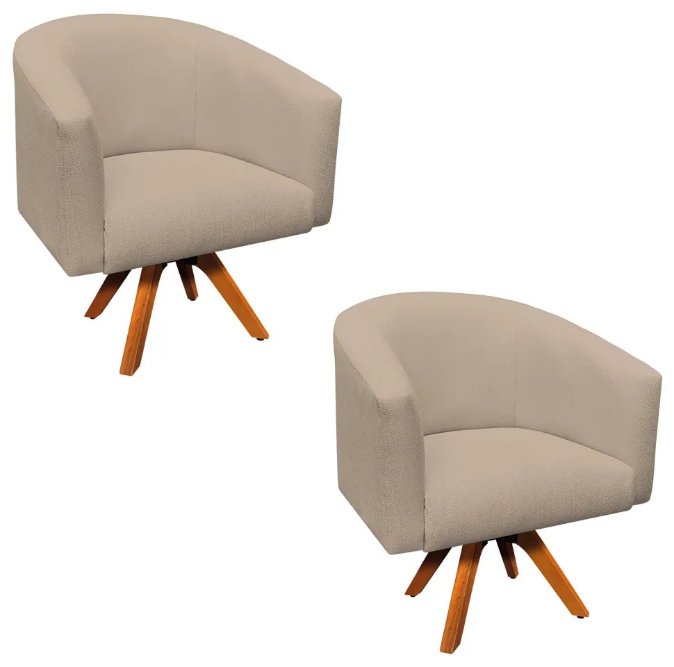 Poltrona Decorativa Giratória MM30 Kit 2 Stella Linho D03 - D'Rossi