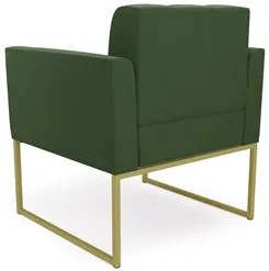 Sofá Namoradeira e 2 Poltronas Base Industrial Dourado Ana Suede Verde