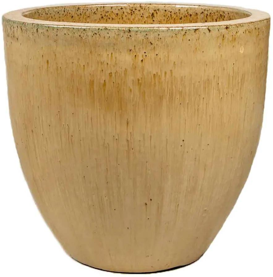 Vaso Vietnamita Cerâmica Importado Short EGG Areia D61cm x A63cm