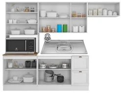 Armário de Cozinha Modulado 4 Peças Com Pia Inox CJ1 Duna P09 Branco -