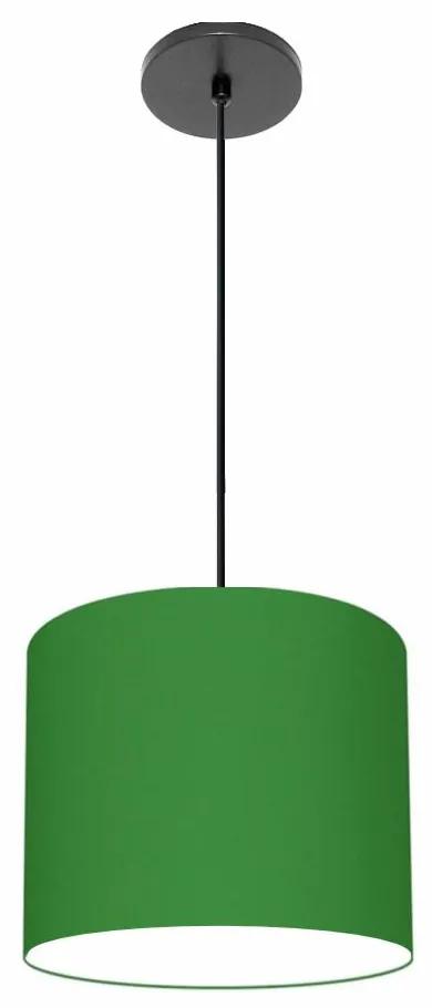 Luminária Pendente Vivare Free Lux Md-4105 Cúpula em Tecido - Verde-Folha - Canola preta e fio preto