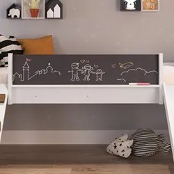 Cama Infantil Playground Com Escorregador e Quadro BY710 Branco - Comp