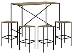 Mesa Para Área Gourmet e 4 Banquetas Altas Steel Quadra Vermont Base P