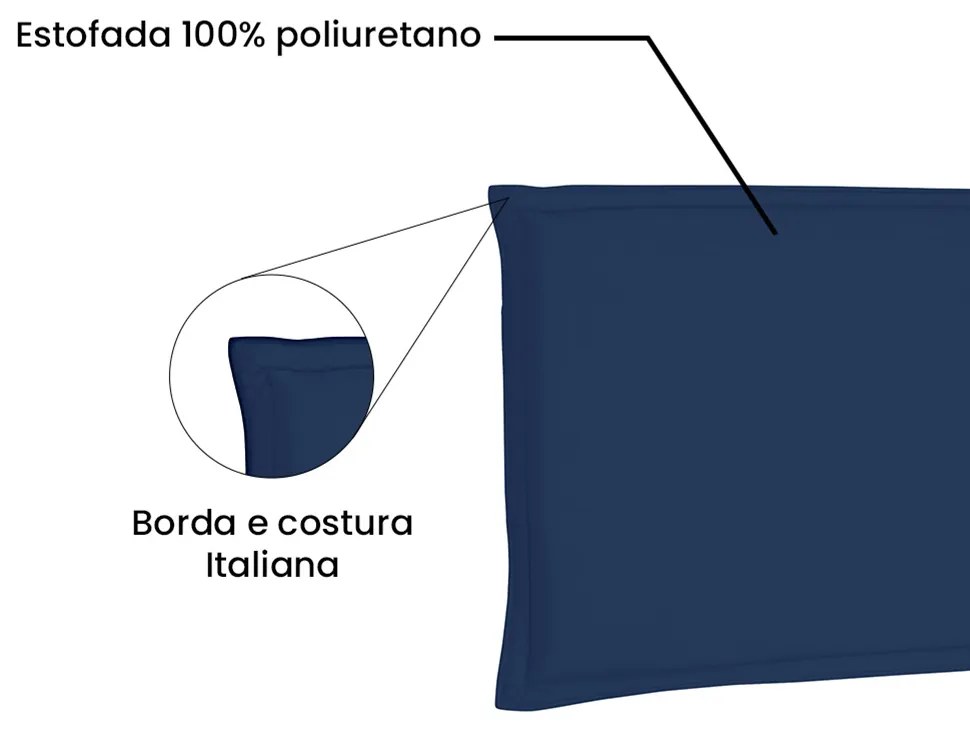 Cabeceira Painel Garden Para Cama Box Solteiro 90 cm Suede - D'Rossi - Azul Marinho