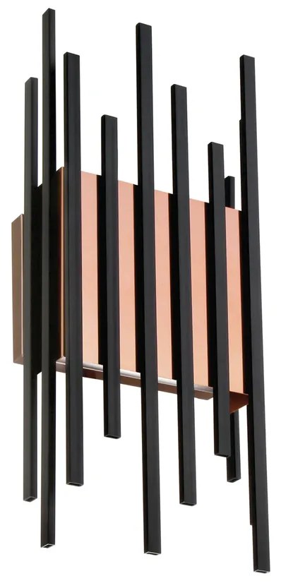 Arandela Flat Com Filetes 10,5X20X45Cm Metal 04Xg9 - Old Artisan Ar-51... (Preto / Cobre Brilho)