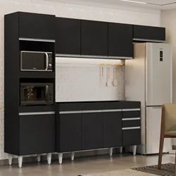 Armário de Cozinha Modulada 4 Peças CP10 Balcão Preto - Lumil