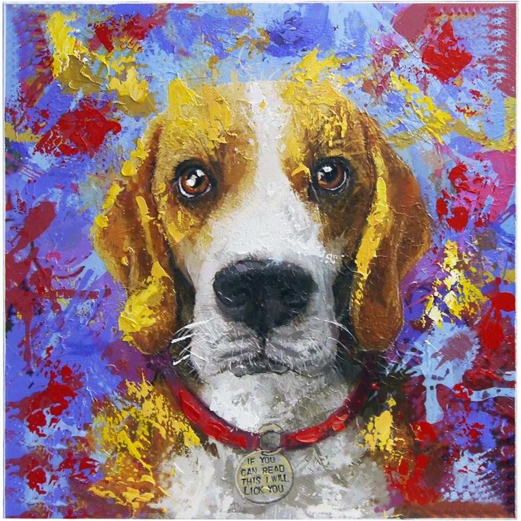 Quadro Kasa Ideia Canvas Colorido Beagle 60cm
