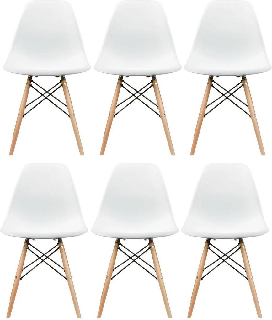 Conjunto 6 Cadeiras Eiffel Eames DSW Branca
