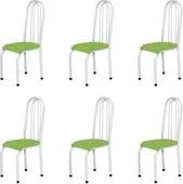 Kit 6 Cadeiras Altas 0.123 Anatômica Branco/Verde - Marcheli