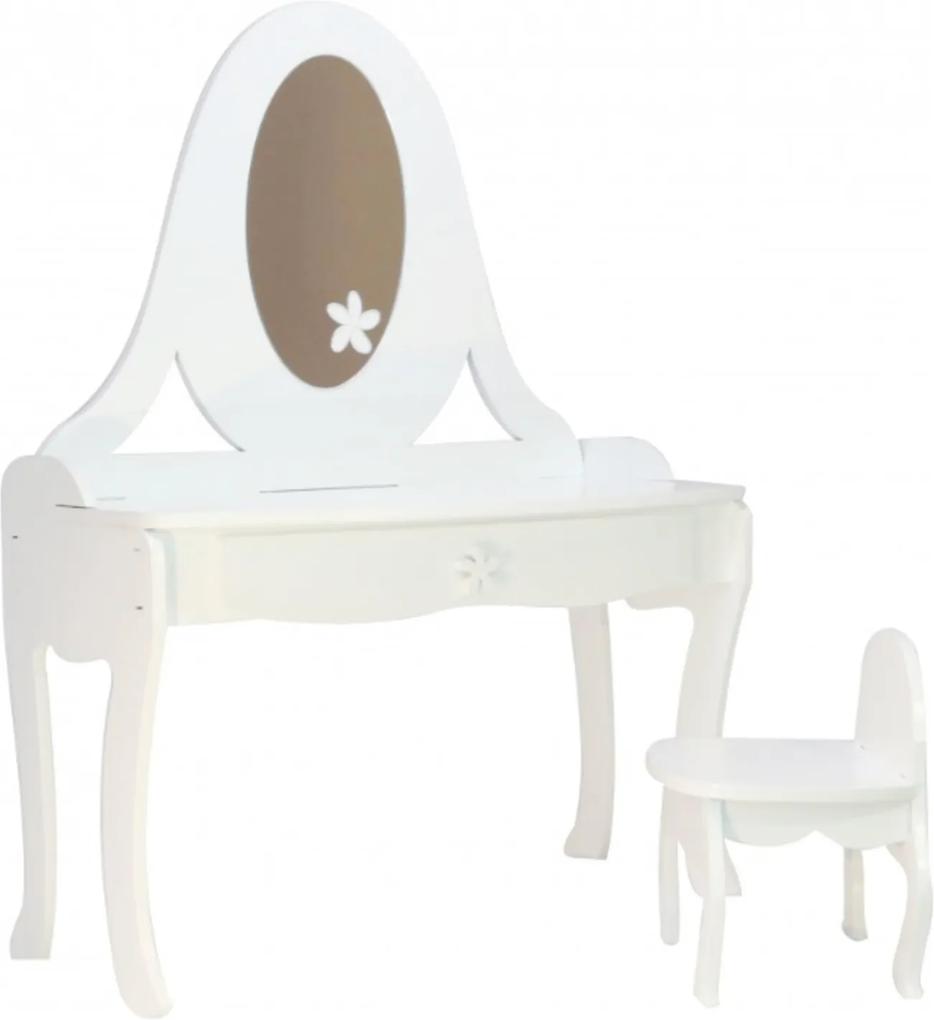 Penteadeira com Gaveta e Cadeira Branca para Boneca - Maria Girl