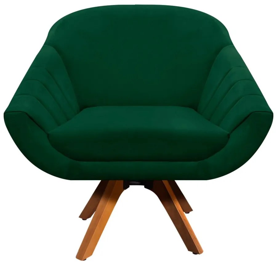 Kit 02 Poltronas Giratória Giovana Suede Base Madeira MM30 D'Rossi - Verde