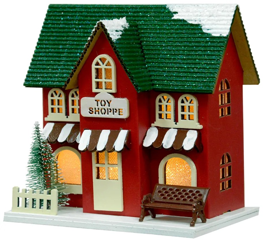 Casinha Decorativa de Natal com Led Vermelho 12,5x9 cm F04 - D'Rossi