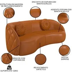 Sofá Decorativo com Almofadas 3 Lugares 240cm Tressê Zion M22 Sintétic