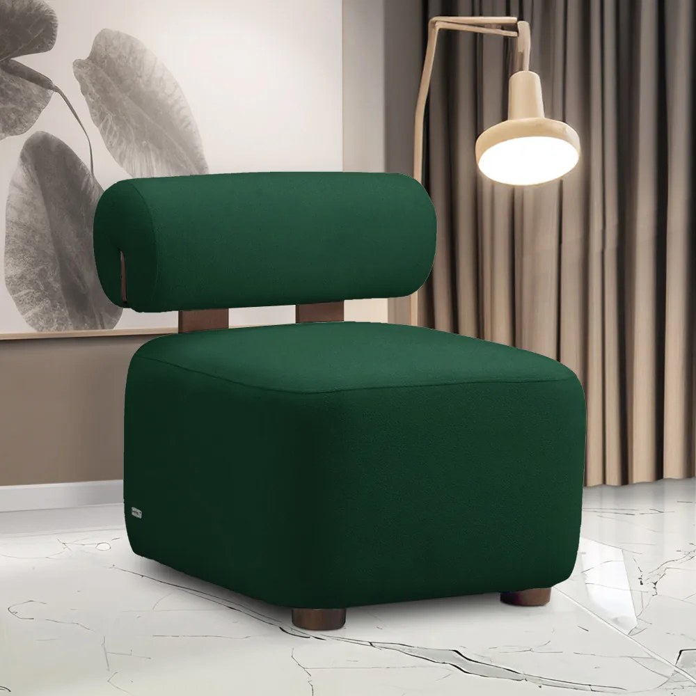 Poltrona Decorativa para Sala Helora Bouclê E03 - D'Rossi - Verde