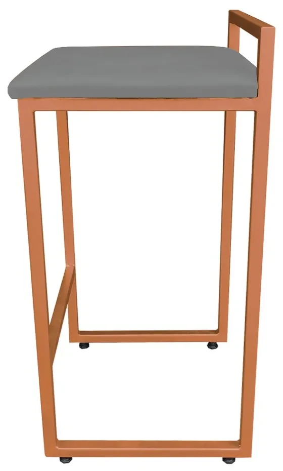 Banqueta Alta Industrial Pietra Suede Grafite Base Cobre D'Rossi