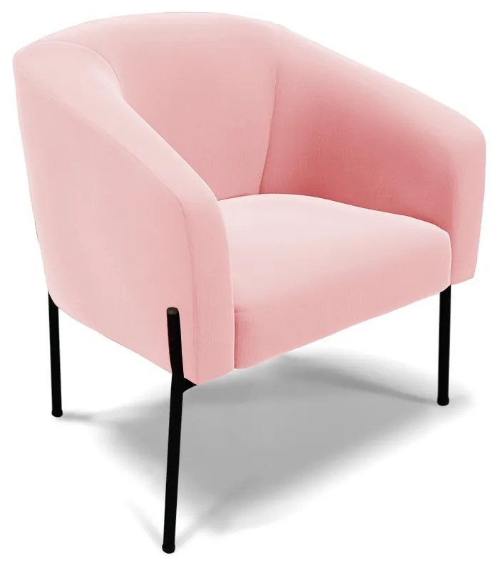 Poltrona Decorativa Pé de Ferro Preto Stella Suede D03 - D'Rossi - Rosa Bebê