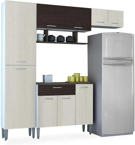 Kit Cozinha Compacta com Paneleiro, Branco com Arena e Ébano, Ariel