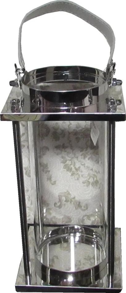 Lanterna Decorativa em Vidro e Alumínio 27 cm x 14 cm