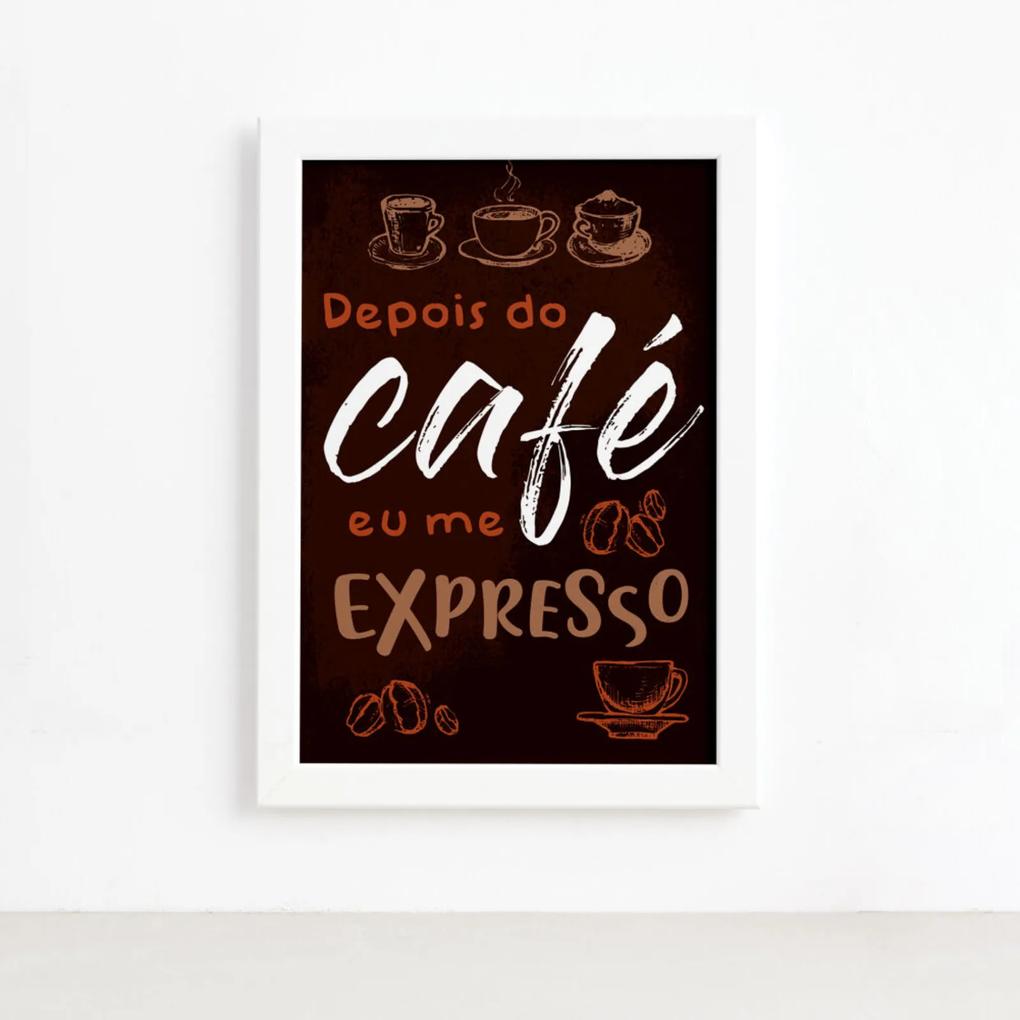 Quadro Cozinha Café Expresso Moldura Branca 33x43cm