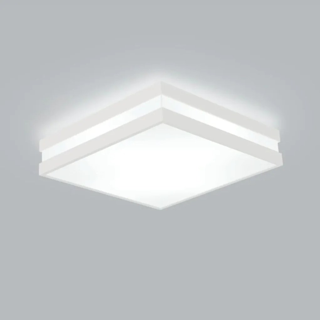 Plafon De Sobrepor Modular Quadrado 25X25Cm 02Xe27 Metal E Acrílico |... (BT - Branco Texturizado)