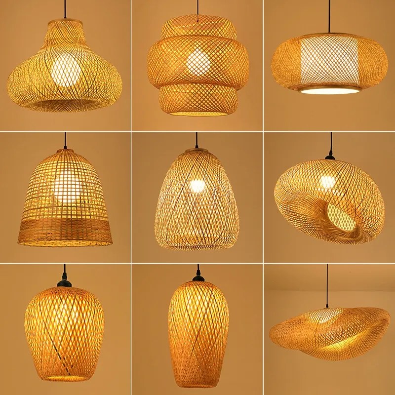 luminária Pendente Handmade Rattan Lustre De Bambu Redondo, Chapéu De Palha, Vintage, Restaurante Luz, Café Bar