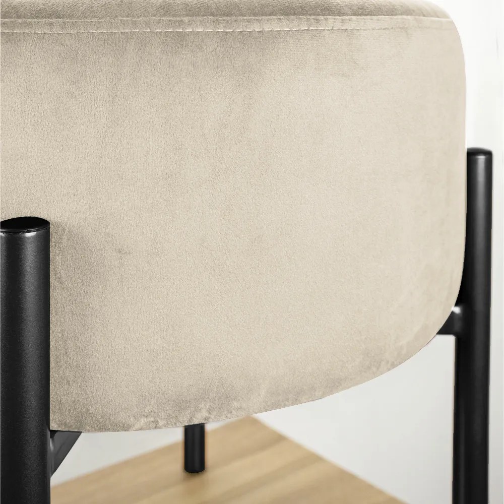 Puff Iron Suede Bege Base Preto Palito D'Rossi