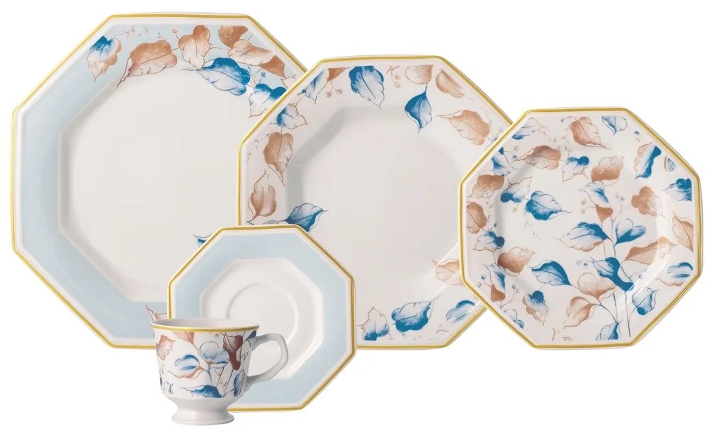 Aparelho Jantar E Chá Porcelana Schmidt 30 Peças - Dec. Jerico 2393